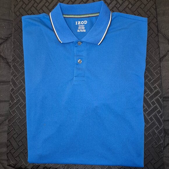 IZOD Polo Shirt, Blue w/ black/white trim in size XL - Picture 1 of 16